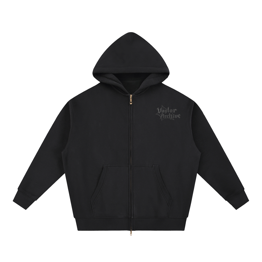 VAYLORARCHIVE BLACK ZIP UP HOODIE